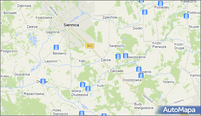 mapa Żaków, Żaków na mapie Targeo