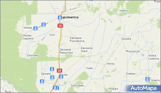 mapa Żakowola Stara, Żakowola Stara na mapie Targeo