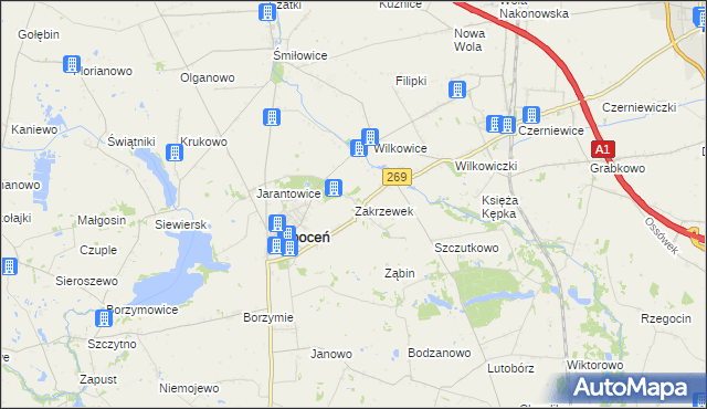 mapa Zakrzewek gmina Choceń, Zakrzewek gmina Choceń na mapie Targeo