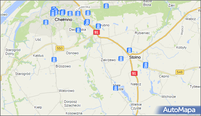 mapa Zakrzewo gmina Stolno, Zakrzewo gmina Stolno na mapie Targeo