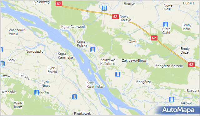 mapa Zakrzewo Kościelne, Zakrzewo Kościelne na mapie Targeo