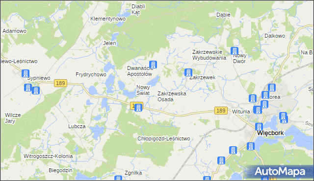 mapa Zakrzewska Osada, Zakrzewska Osada na mapie Targeo