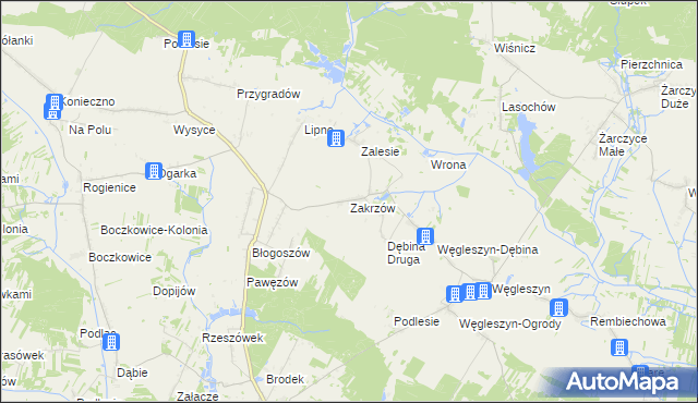 mapa Zakrzów gmina Oksa, Zakrzów gmina Oksa na mapie Targeo