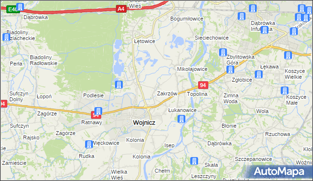 mapa Zakrzów gmina Wojnicz, Zakrzów gmina Wojnicz na mapie Targeo