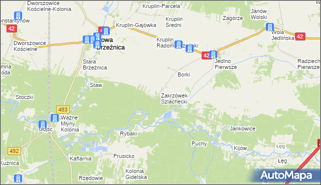 mapa Zakrzówek Szlachecki, Zakrzówek Szlachecki na mapie Targeo