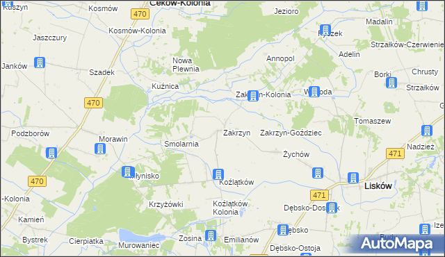 mapa Zakrzyn, Zakrzyn na mapie Targeo