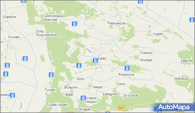 mapa Zalas gmina Łyse, Zalas gmina Łyse na mapie Targeo