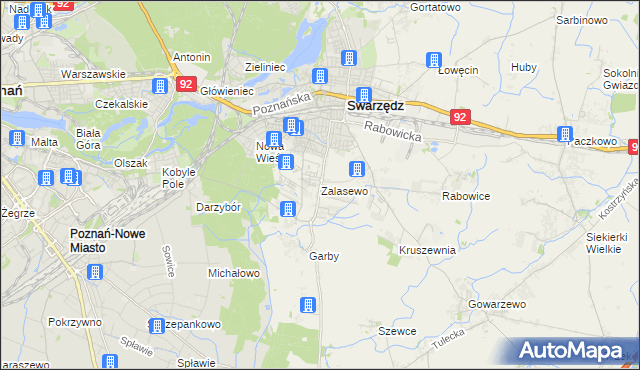 mapa Zalasewo, Zalasewo na mapie Targeo