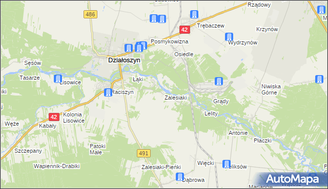 mapa Zalesiaki, Zalesiaki na mapie Targeo