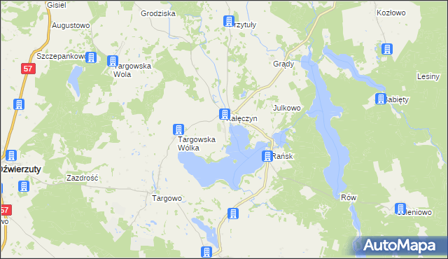 mapa Zalesie gmina Dźwierzuty, Zalesie gmina Dźwierzuty na mapie Targeo