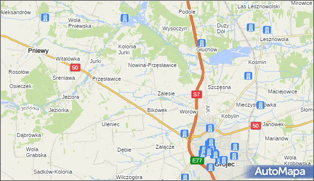 mapa Zalesie gmina Grójec, Zalesie gmina Grójec na mapie Targeo