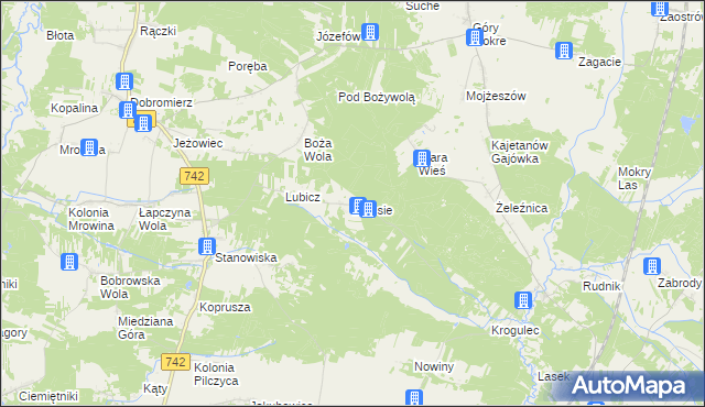 mapa Zalesie gmina Kluczewsko, Zalesie gmina Kluczewsko na mapie Targeo