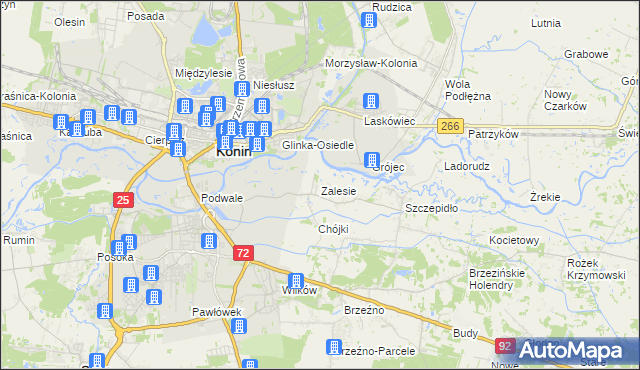 mapa Zalesie gmina Krzymów, Zalesie gmina Krzymów na mapie Targeo