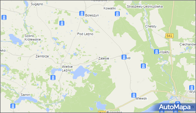 mapa Zalesie gmina Lidzbark, Zalesie gmina Lidzbark na mapie Targeo