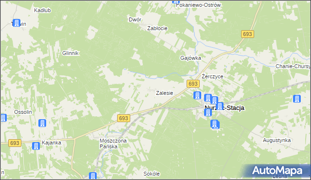 mapa Zalesie gmina Nurzec-Stacja, Zalesie gmina Nurzec-Stacja na mapie Targeo