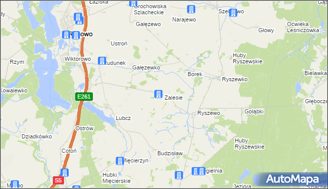 mapa Zalesie gmina Rogowo, Zalesie gmina Rogowo na mapie Targeo