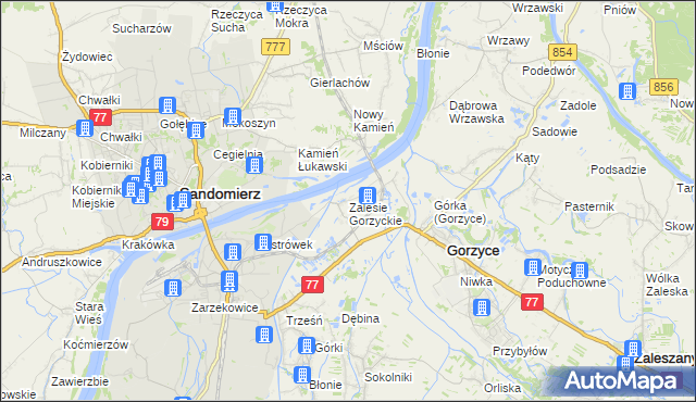 mapa Zalesie Gorzyckie, Zalesie Gorzyckie na mapie Targeo