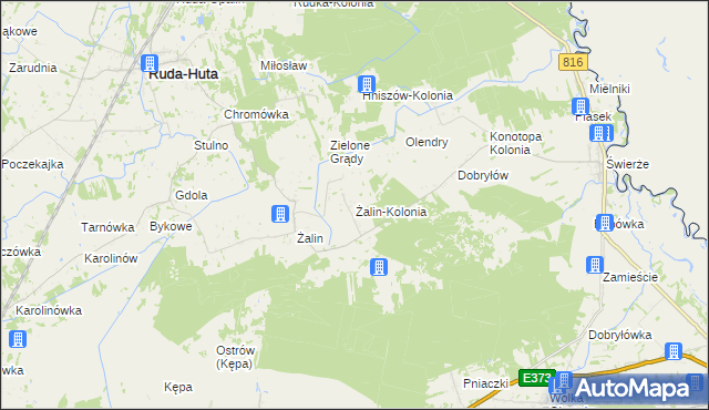 mapa Żalin-Kolonia, Żalin-Kolonia na mapie Targeo
