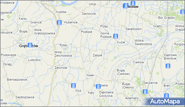 mapa Zalipie gmina Olesno, Zalipie gmina Olesno na mapie Targeo