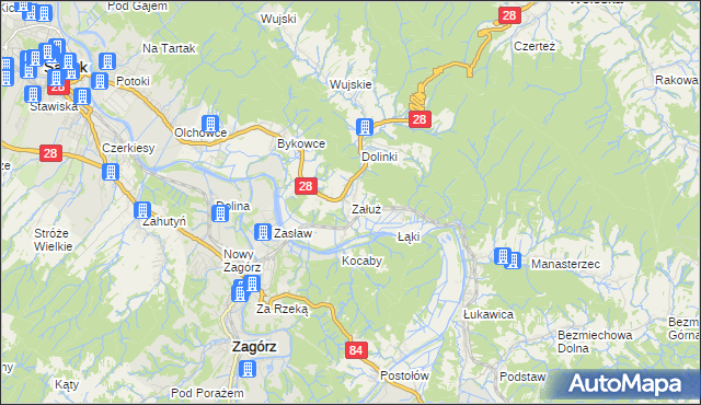 mapa Załuż, Załuż na mapie Targeo