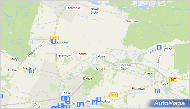 mapa Załuże gmina Lubaczów, Załuże gmina Lubaczów na mapie Targeo