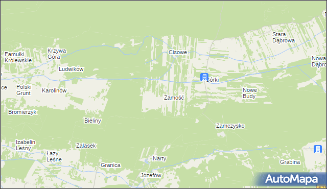 mapa Zamość gmina Leoncin, Zamość gmina Leoncin na mapie Targeo