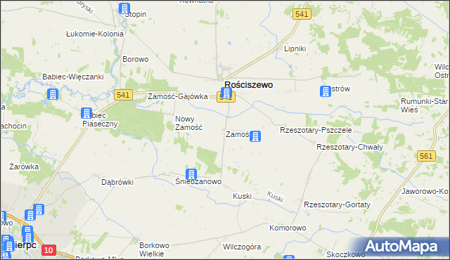 mapa Zamość gmina Rościszewo, Zamość gmina Rościszewo na mapie Targeo