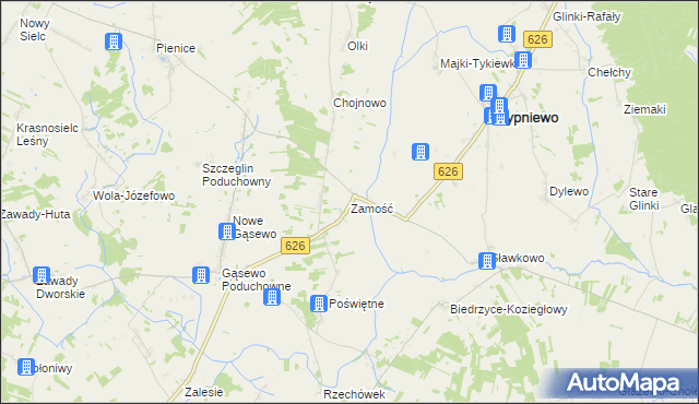 mapa Zamość gmina Sypniewo, Zamość gmina Sypniewo na mapie Targeo