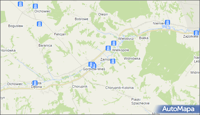 mapa Zamostek gmina Gorzków, Zamostek gmina Gorzków na mapie Targeo