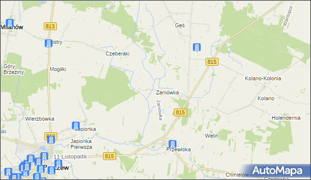 mapa Zaniówka, Zaniówka na mapie Targeo