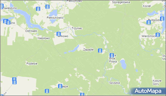 mapa Zapadłe gmina Koczała, Zapadłe gmina Koczała na mapie Targeo