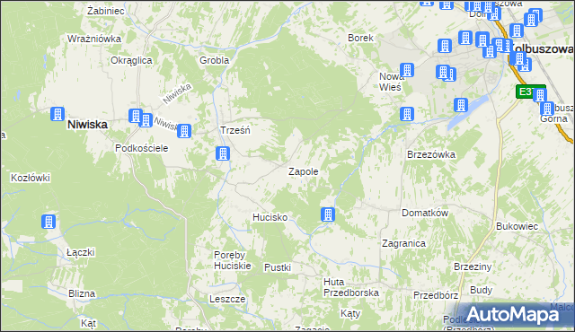 mapa Zapole gmina Niwiska, Zapole gmina Niwiska na mapie Targeo