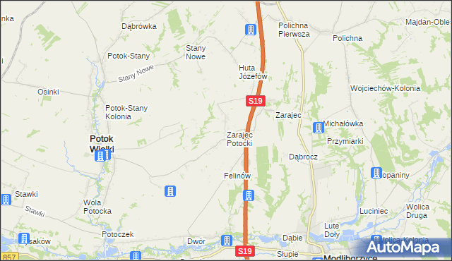 mapa Zarajec Potocki, Zarajec Potocki na mapie Targeo