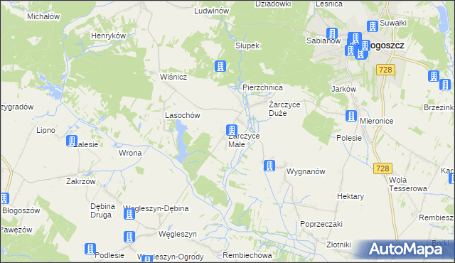 mapa Żarczyce Małe, Żarczyce Małe na mapie Targeo