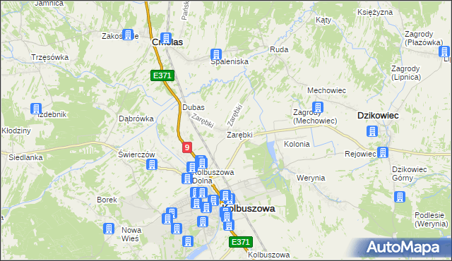 mapa Zarębki gmina Kolbuszowa, Zarębki gmina Kolbuszowa na mapie Targeo