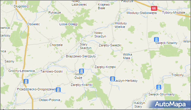 mapa Zaręby-Kromki, Zaręby-Kromki na mapie Targeo