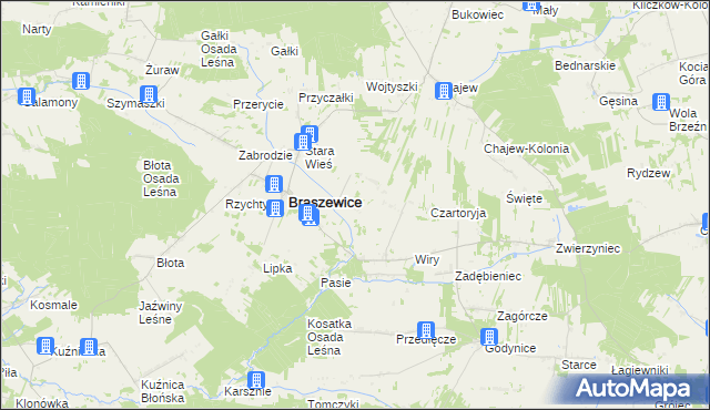 mapa Żarnów gmina Brąszewice, Żarnów gmina Brąszewice na mapie Targeo