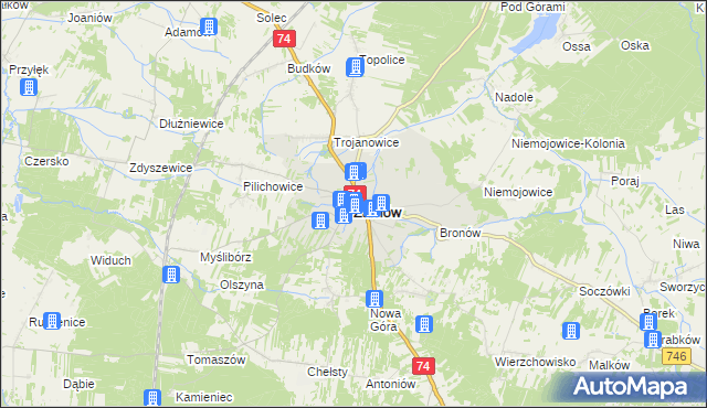 mapa Żarnów powiat opoczyński, Żarnów powiat opoczyński na mapie Targeo