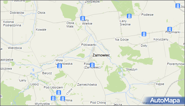 mapa Żarnowiec powiat zawierciański, Żarnowiec powiat zawierciański na mapie Targeo
