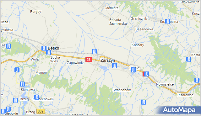 mapa Zarszyn, Zarszyn na mapie Targeo