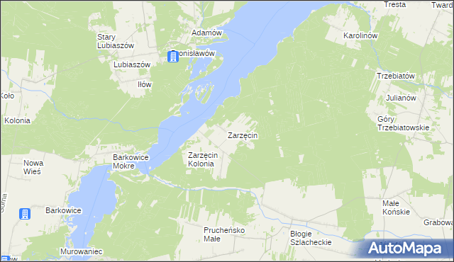 mapa Zarzęcin, Zarzęcin na mapie Targeo