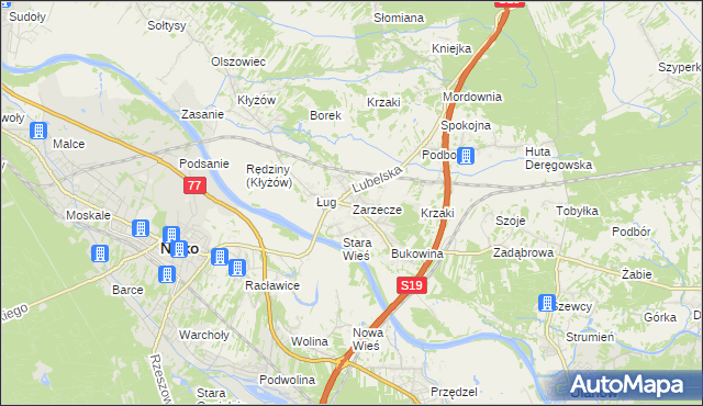 mapa Zarzecze gmina Nisko, Zarzecze gmina Nisko na mapie Targeo