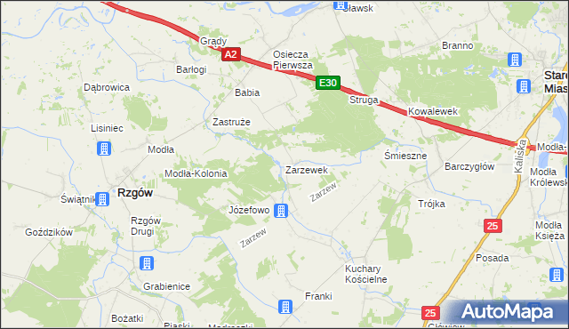 mapa Zarzewek, Zarzewek na mapie Targeo