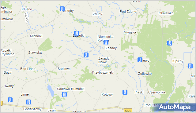 mapa Zasady Nowe, Zasady Nowe na mapie Targeo