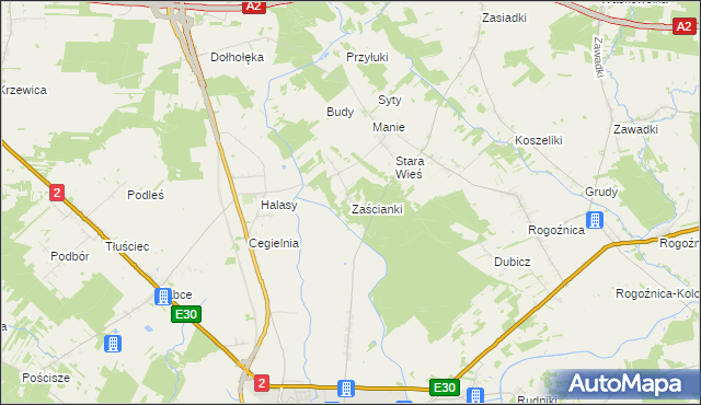 mapa Zaścianki gmina Międzyrzec Podlaski, Zaścianki gmina Międzyrzec Podlaski na mapie Targeo