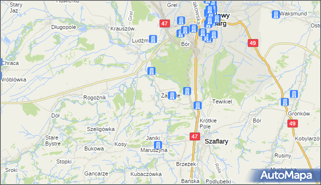 mapa Zaskale gmina Szaflary, Zaskale gmina Szaflary na mapie Targeo