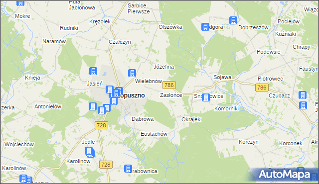 mapa Zasłońce, Zasłońce na mapie Targeo