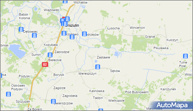 mapa Zastawie gmina Urszulin, Zastawie gmina Urszulin na mapie Targeo