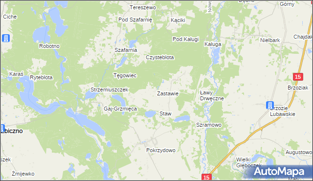 mapa Zastawie gmina Zbiczno, Zastawie gmina Zbiczno na mapie Targeo