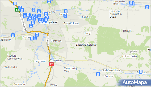 mapa Zastawie-Kolonia, Zastawie-Kolonia na mapie Targeo